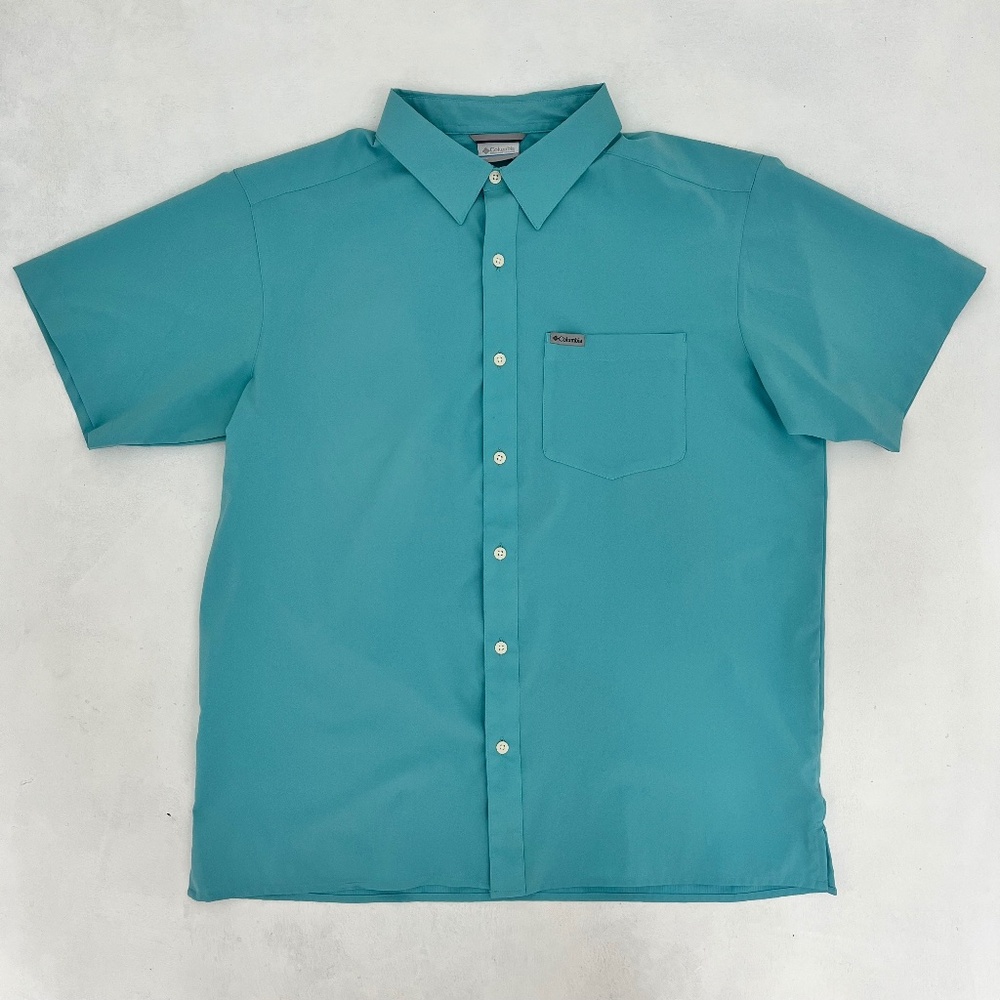 Columbia Mens Size L Button-Up Shirt Sea Green Sportswear Classic Outdoor